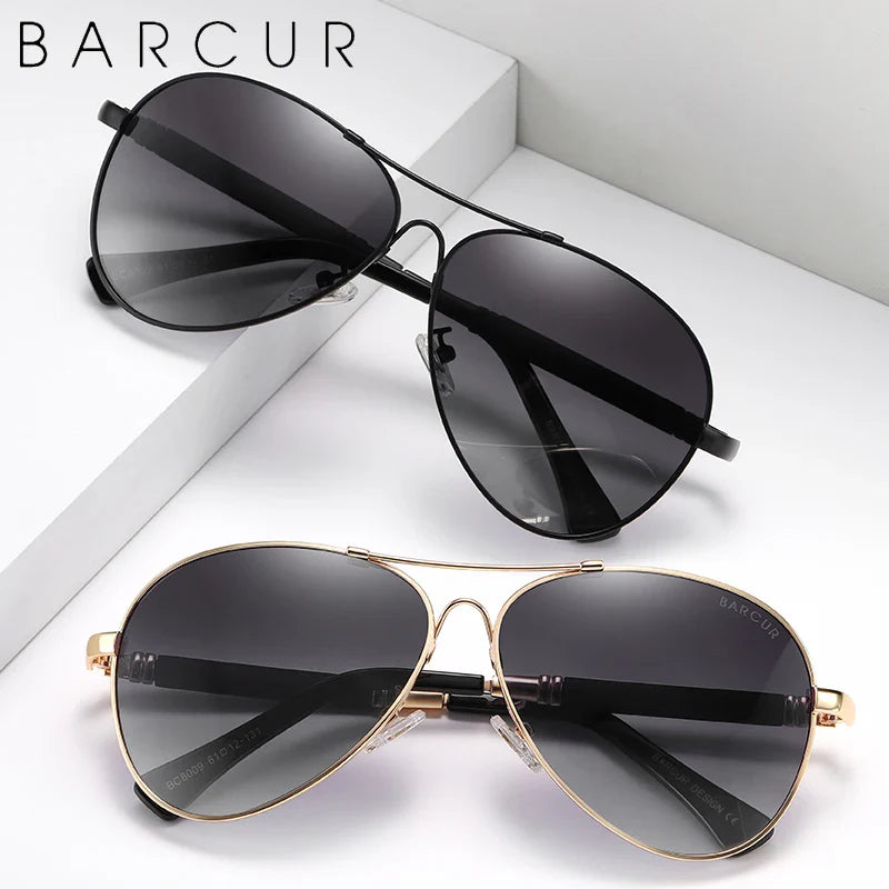 BARCUR Polarized Pilot Sunglasses for Men – Stylish Anti Blue Light UV400 Protection Gradient Mirror Lens Stainless Steel Trendy Frame – Fashion Aviator Sun Glasses for Men Ideal for Driving Travel Summer & Outdoor Activities