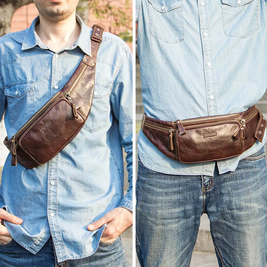 CONTACT'S Cow Leather Waist Bag