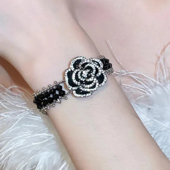 Copper Rhinestone Flower Bracelet