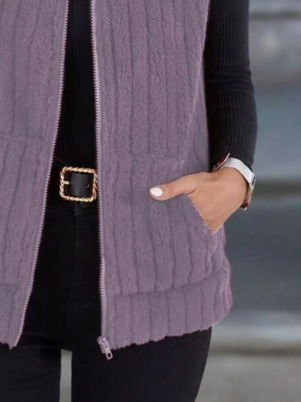 Fleece Zip-Up Vest Coat Regular and Plus Size