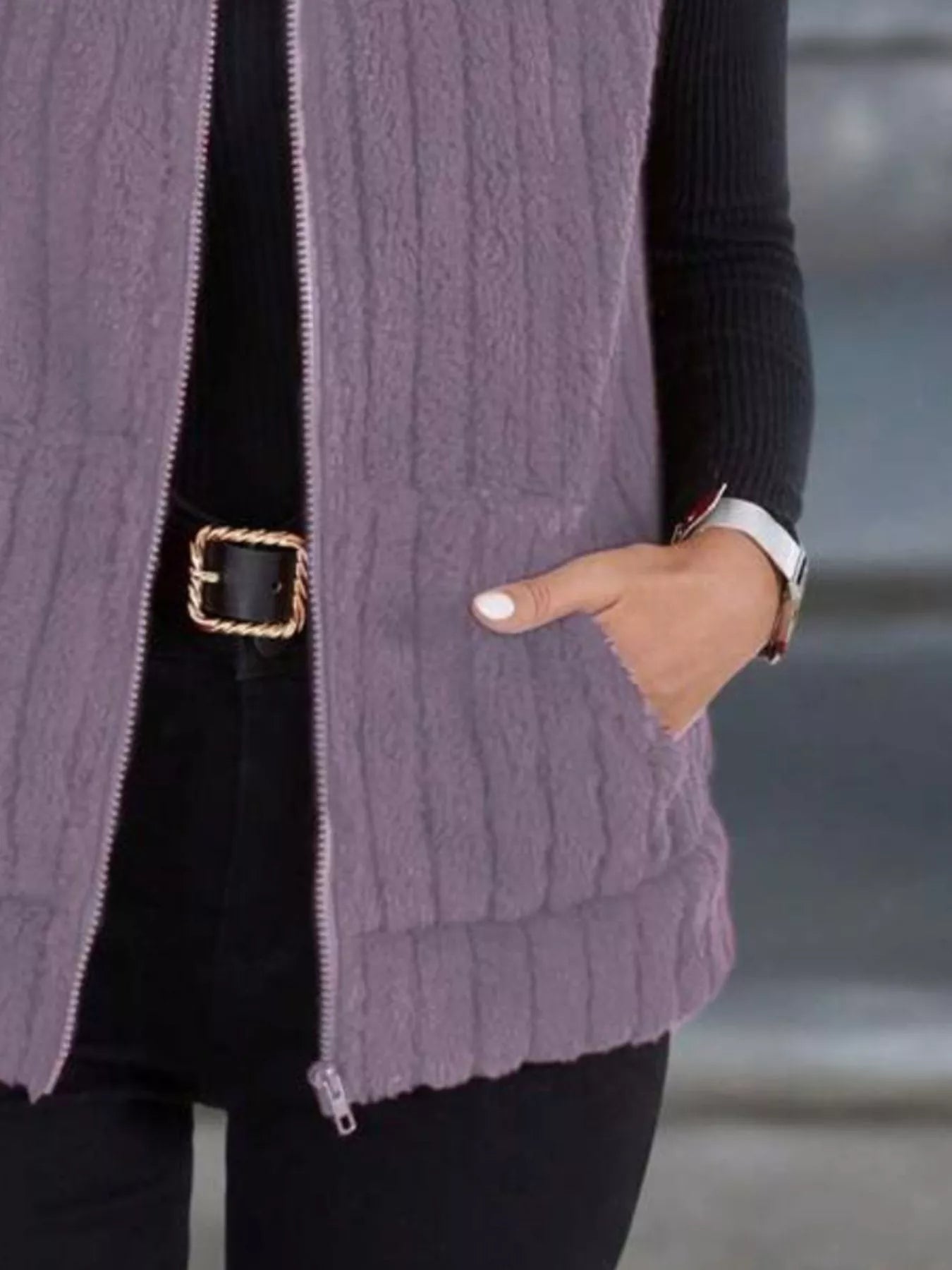 Fleece Zip-Up Vest Coat Regular and Plus Size