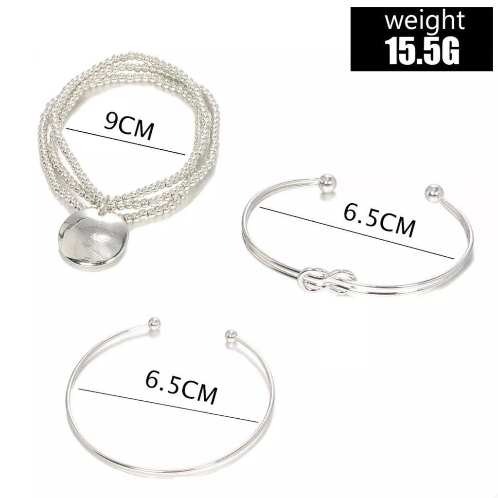 3 Piece Silver-Plated Minimalist Bracelet