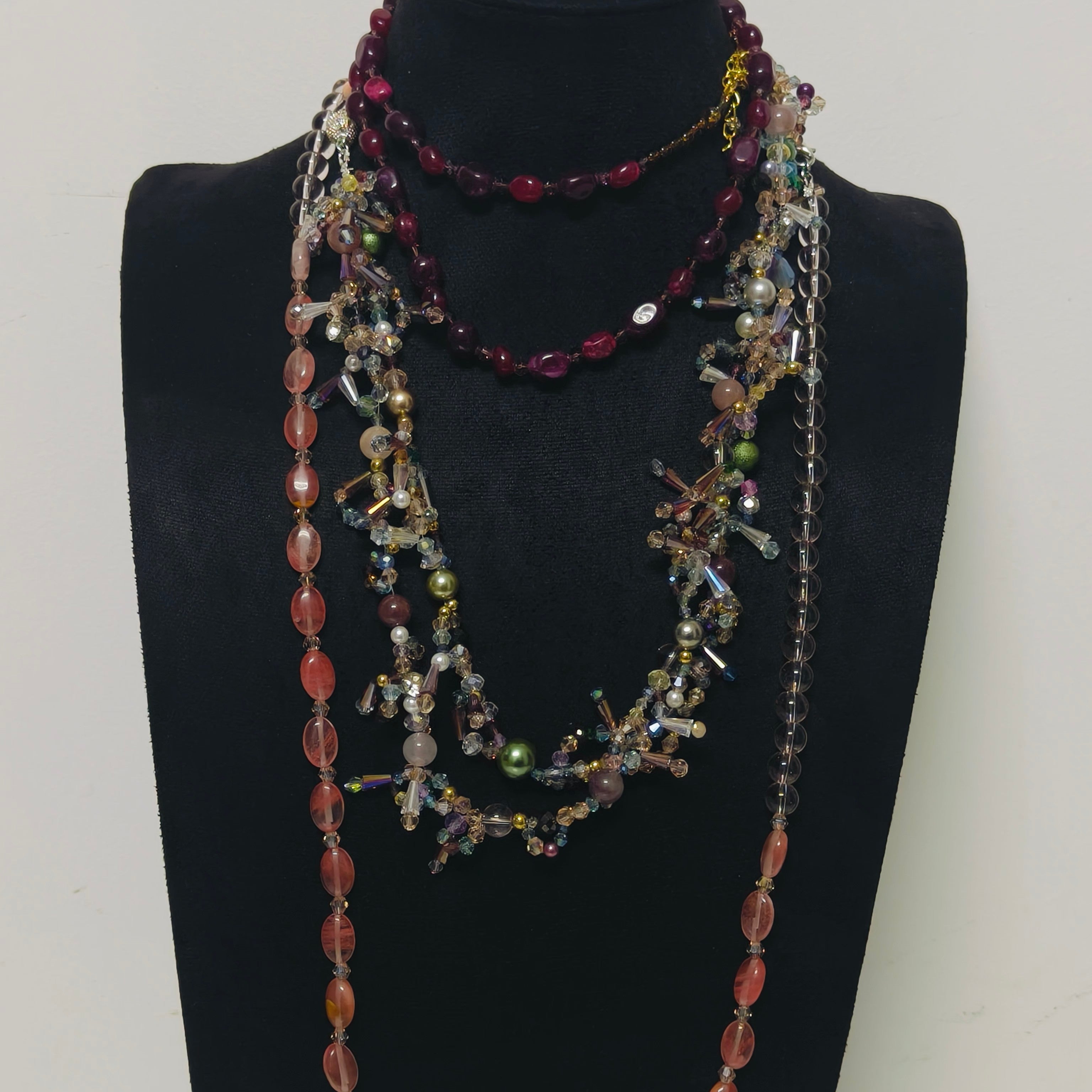 Handmade Premium Crystal Necklace |  Artisan Woven Jewelry with Alloy Accents  | Elegant Sparkling Statement Necklace for Women (MAC344)