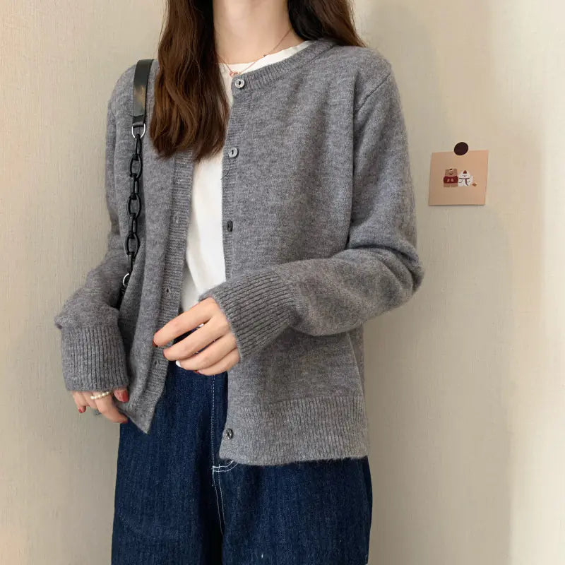 Cashmere Padded Long-Sleeved Sweater Cardigan