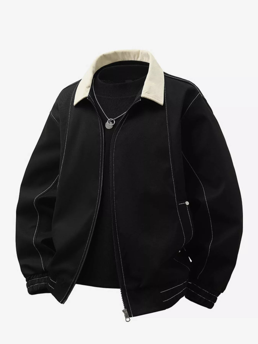 Men's Collared Neck Zip-Up Jacket