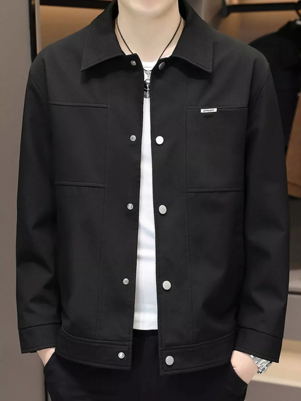 Men's Regular and Plus Size Snap Down Long Sleeve Jacket