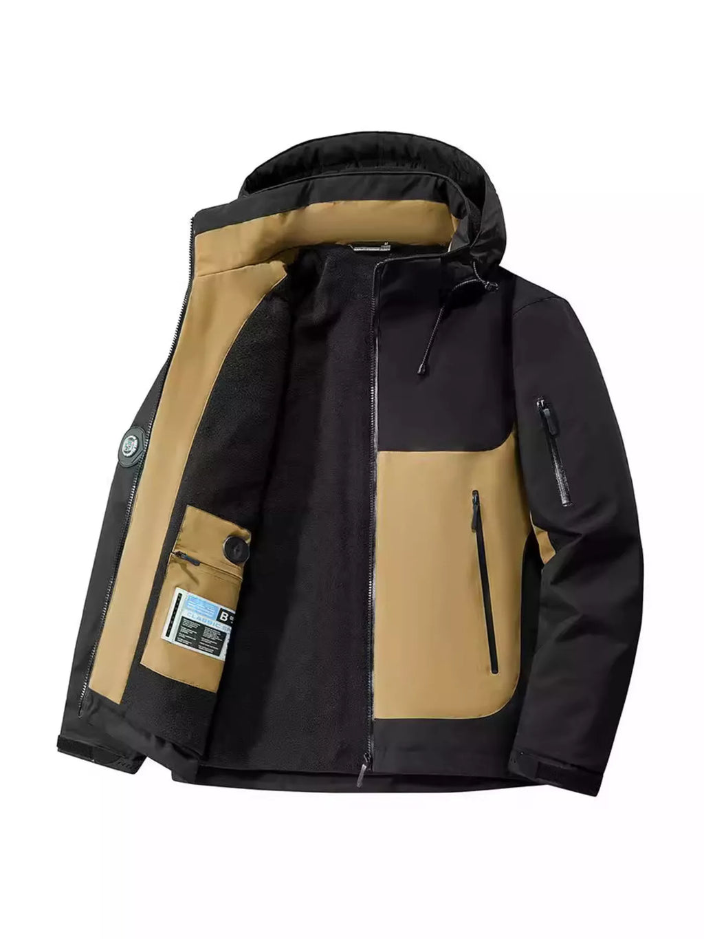 Men's Regular and Plus Size Hooded Color Block Windproof Jacket