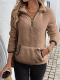 Cozy Fleece Quarter Zip Long Sleeve Sweatshirt Regular and Plus Size