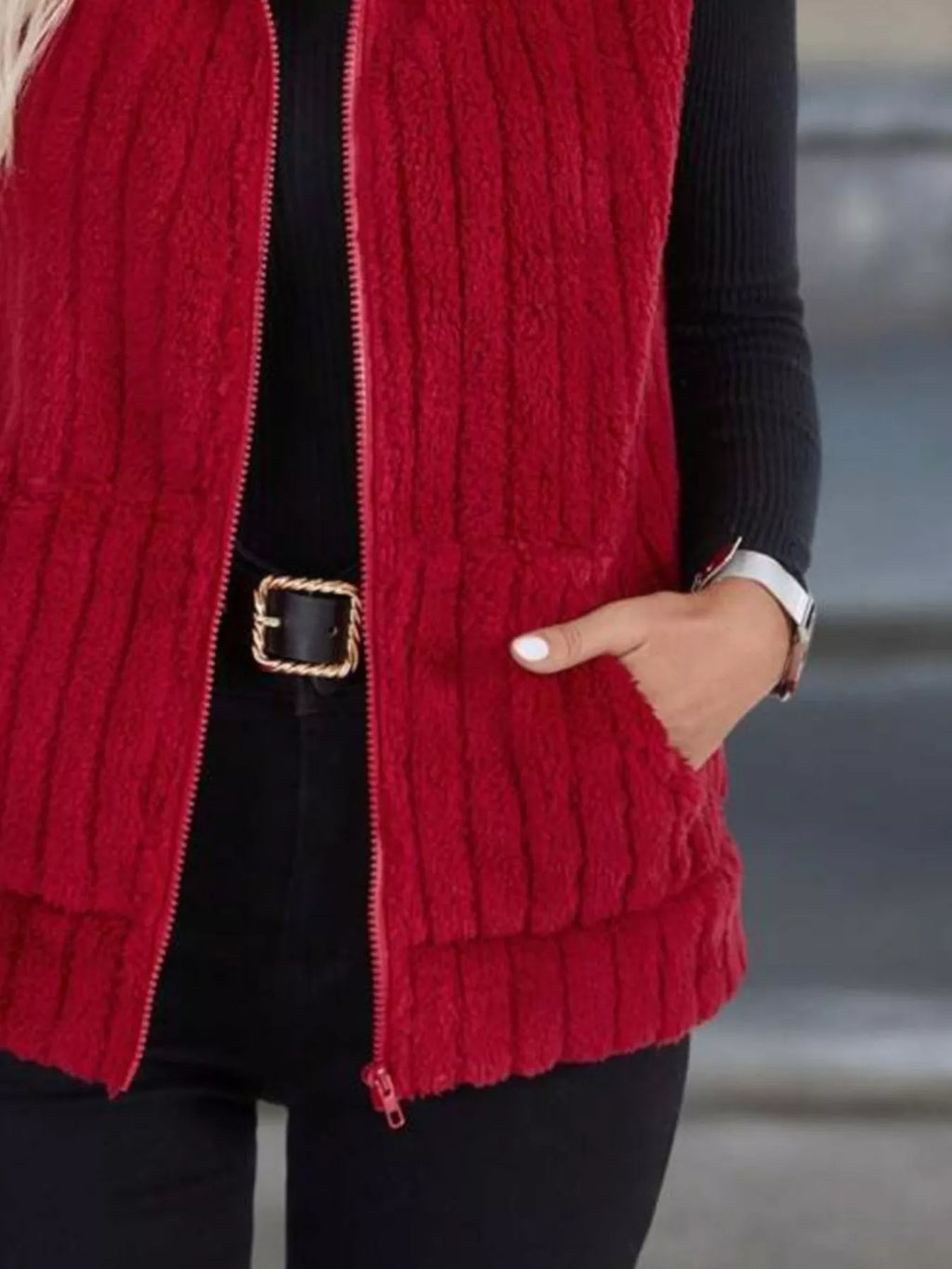 Fleece Zip-Up Vest Coat Regular and Plus Size