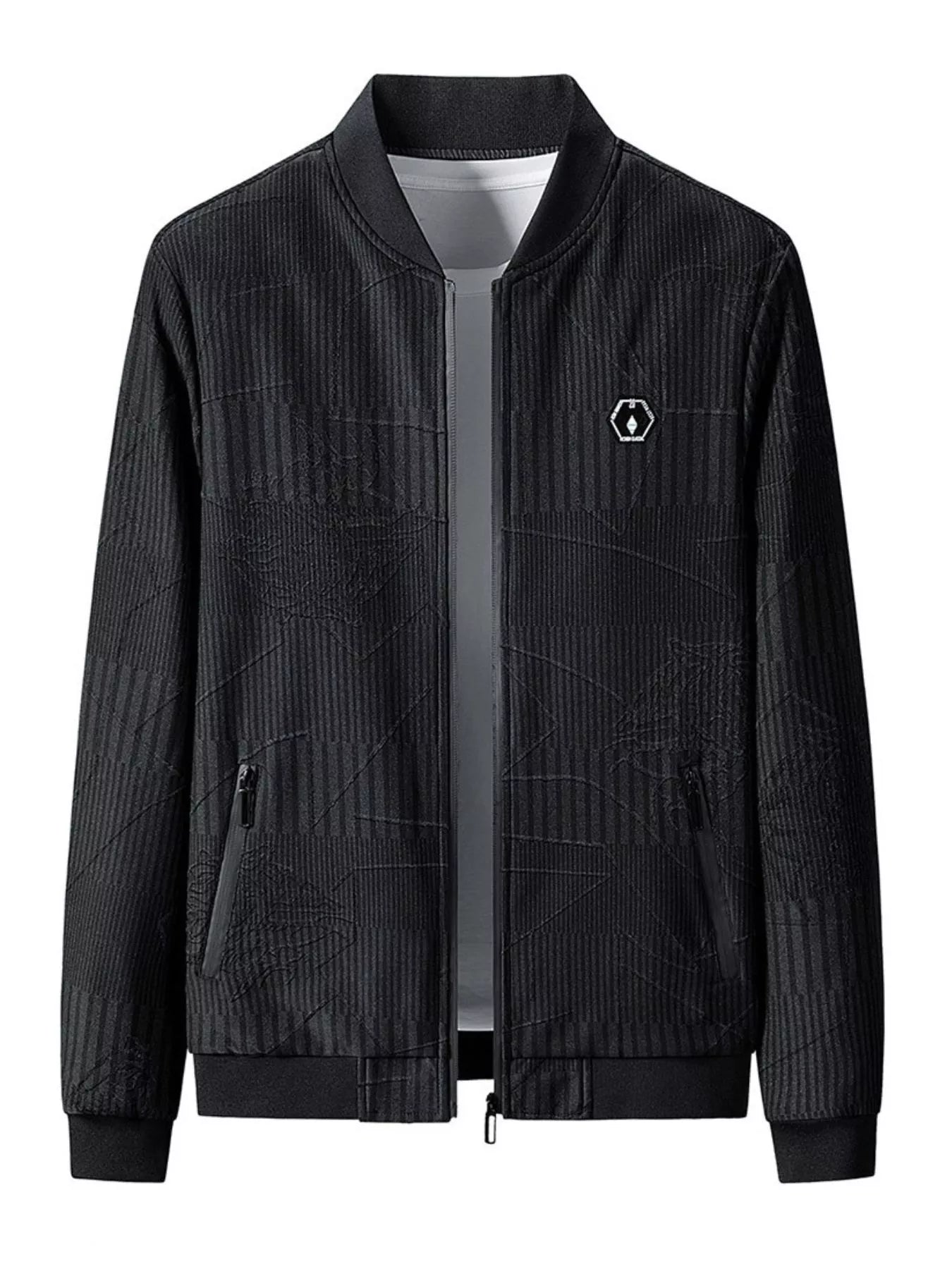 Men's Regular and Plus Size Zip Up Textured Jacket