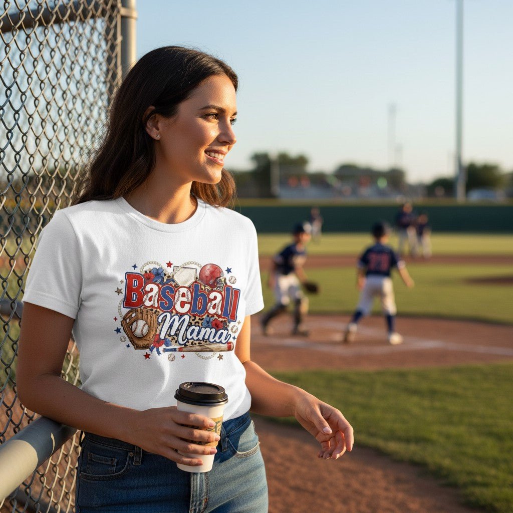 Baseball Mama T-Shirt Cotton Graphic Tee Travel Team Mother's Day Gift