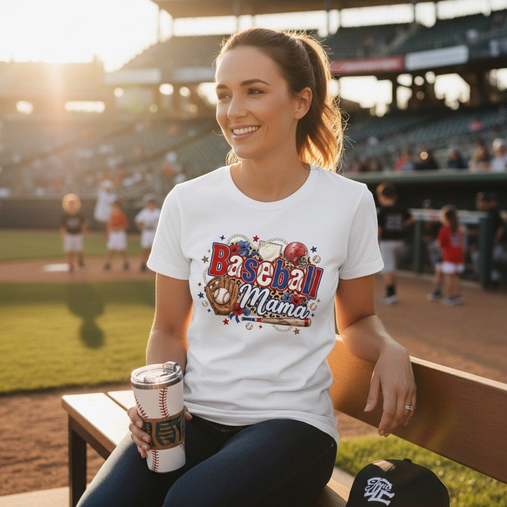 Baseball Mama T-Shirt Cotton Graphic Tee Travel Team Mother's Day Gift