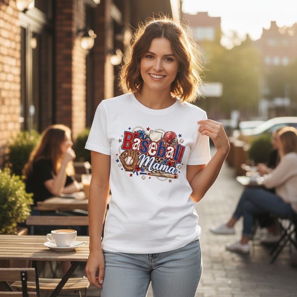 Baseball Mama T-Shirt Cotton Graphic Tee Travel Team Mother's Day Gift