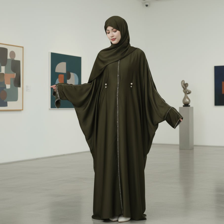 Batwing Abaya With Matching Hijab | Batwing Sleeve Abaya (MA041)