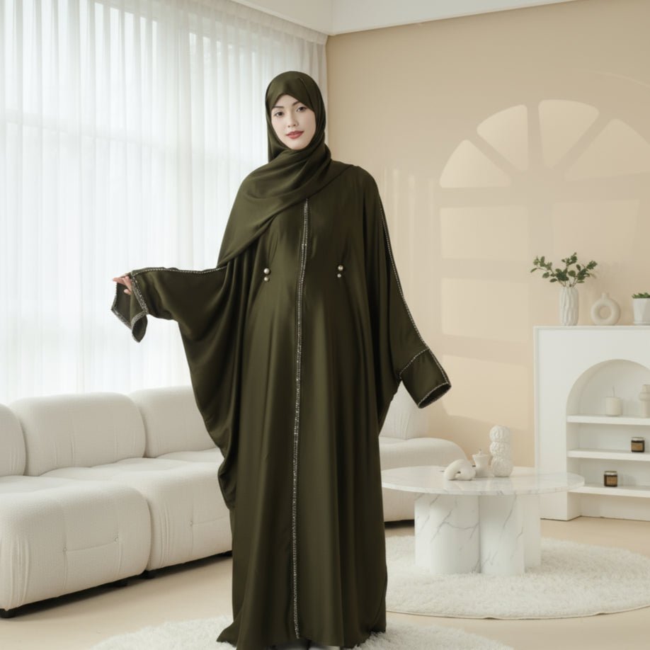 Batwing Abaya With Matching Hijab | Batwing Sleeve Abaya (MA041)