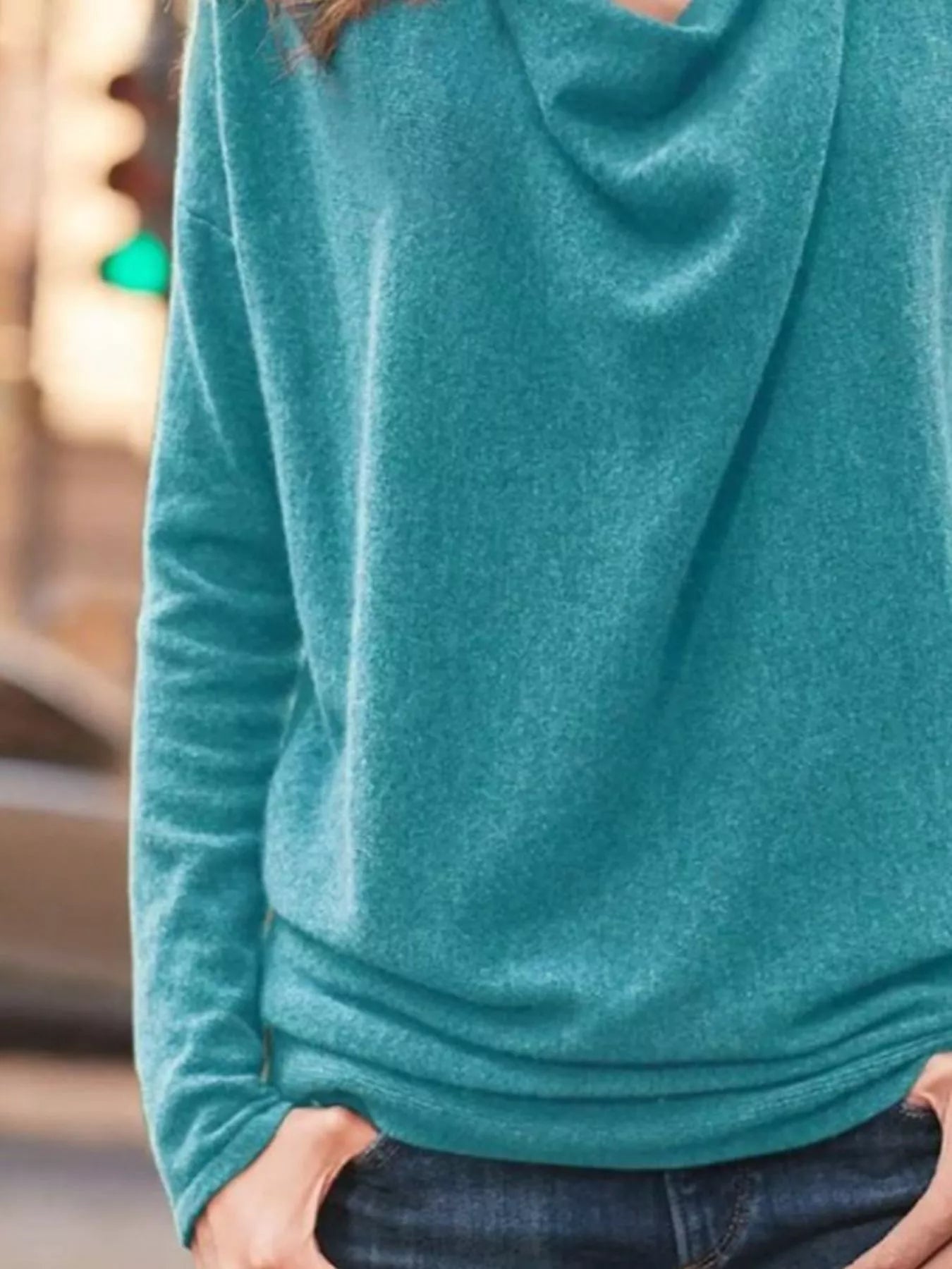 Cowl Neck Long Sleeve Top Regular and Plus Size