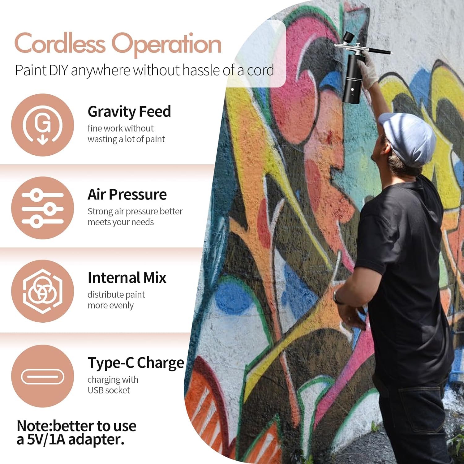 Wireless Electric Airbrush Kit with Compressor