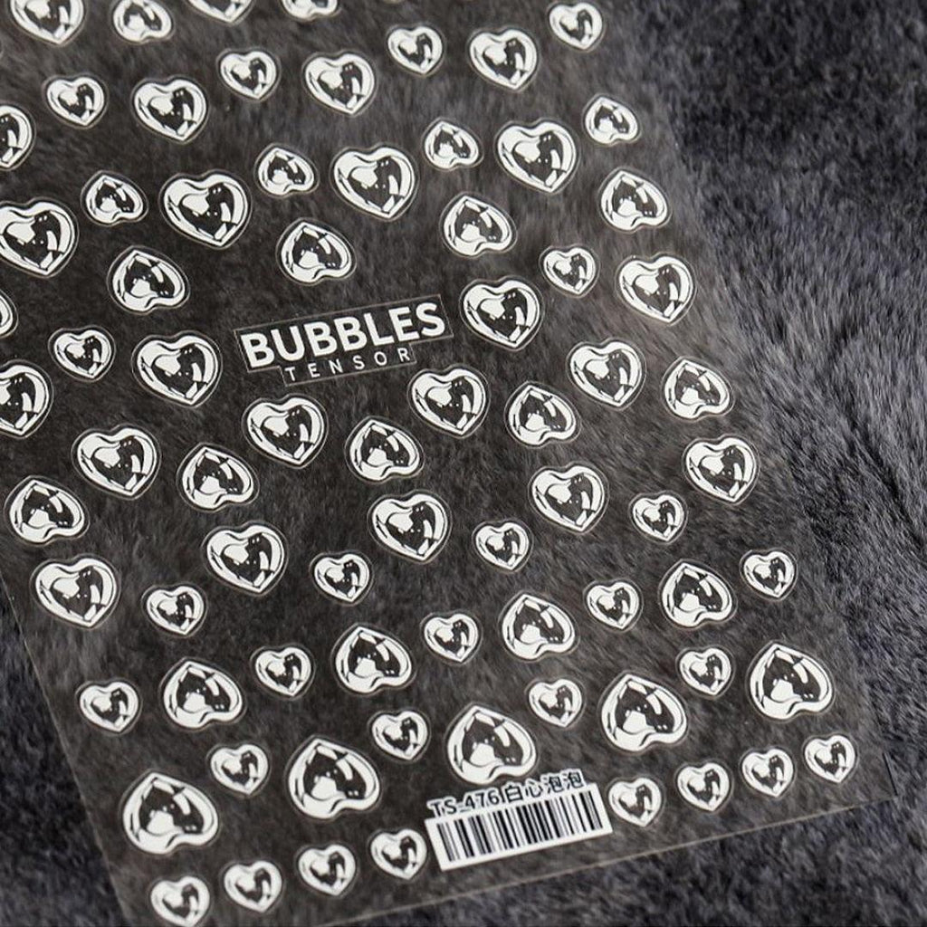 Bubble Cute Black Red Hearts Nail Stickers Nail Art Decorations Nail Decals Design Self-Adhesive 3D Wave Design Decoration for Women Girls Adhesive Striping Tape Nail Art Stickers