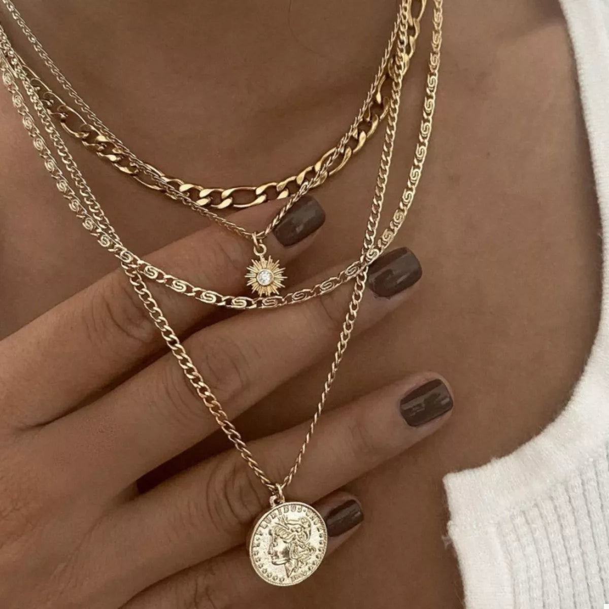 Four Layered Pendant Necklace (Gold or Silver)