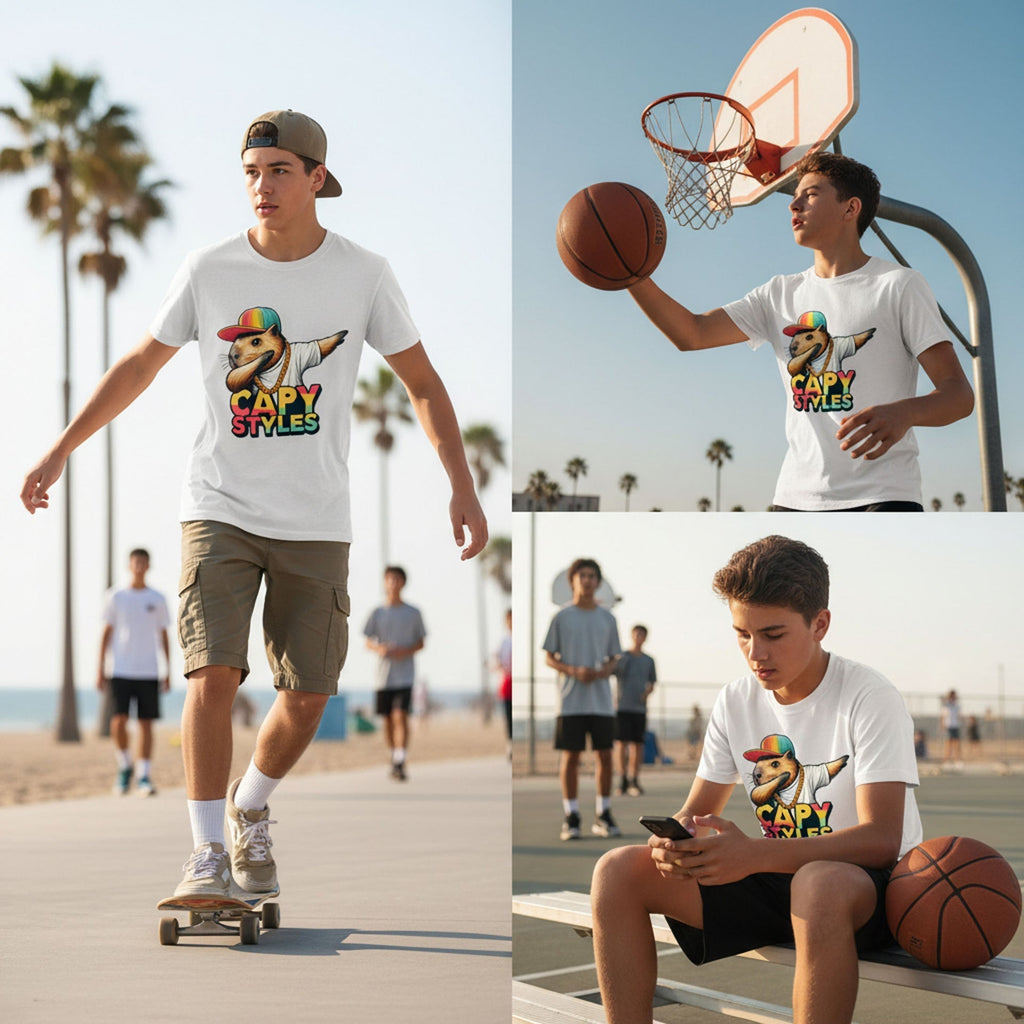 Capy Styles Graphic T-Shirt 100% Ring Spun Cotton Streetwear Tee