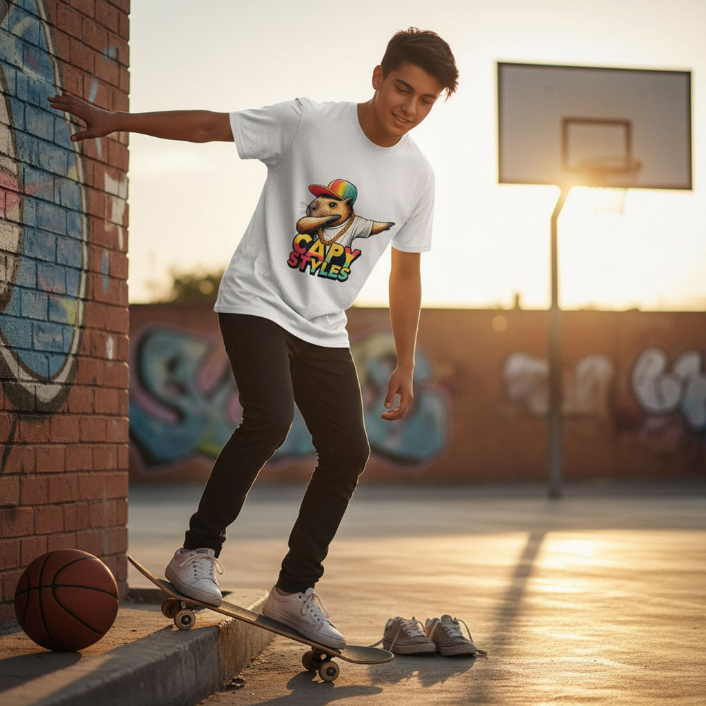 Capy Styles Graphic T-Shirt 100% Ring Spun Cotton Streetwear Tee