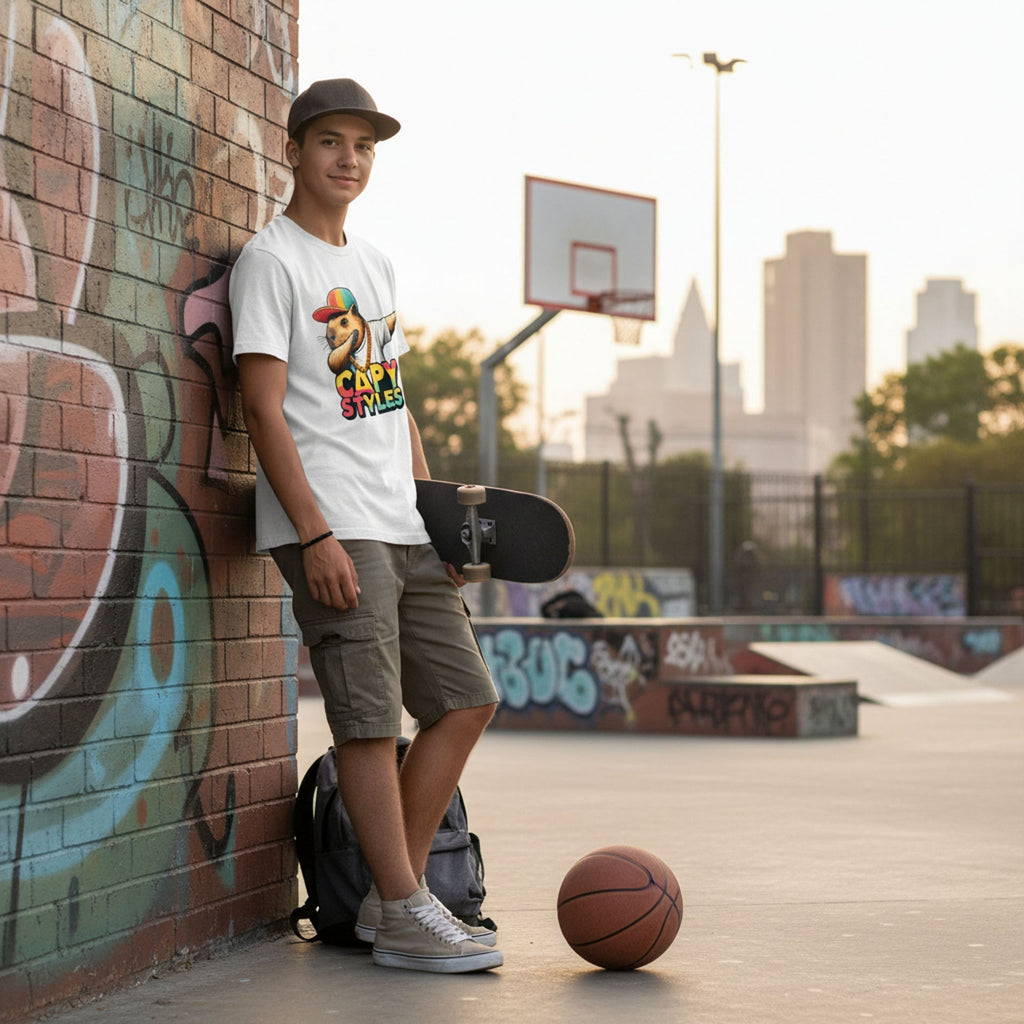 Capy Styles Graphic T-Shirt 100% Ring Spun Cotton Streetwear Tee