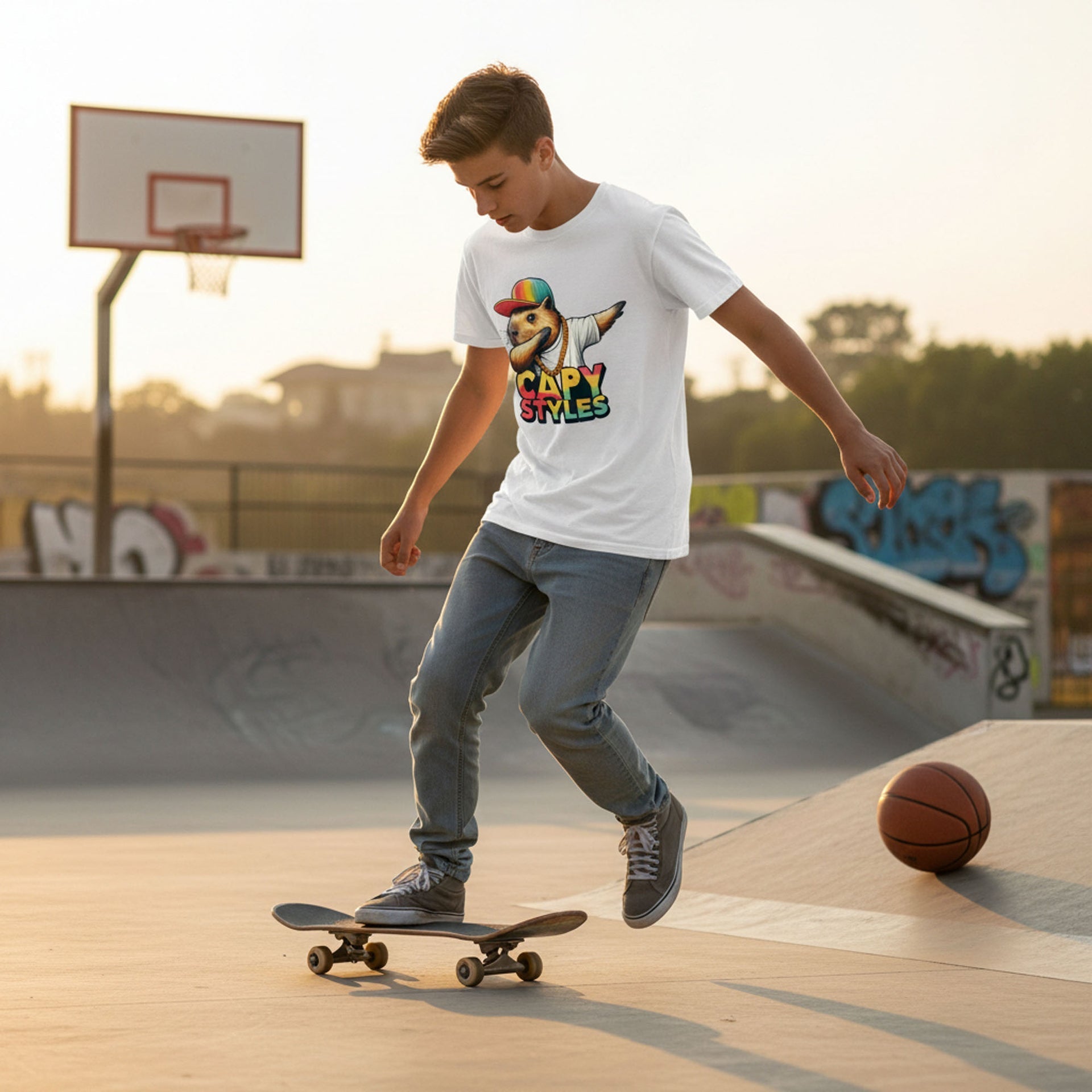 Capy Styles Graphic T-Shirt 100% Ring Spun Cotton Streetwear Tee