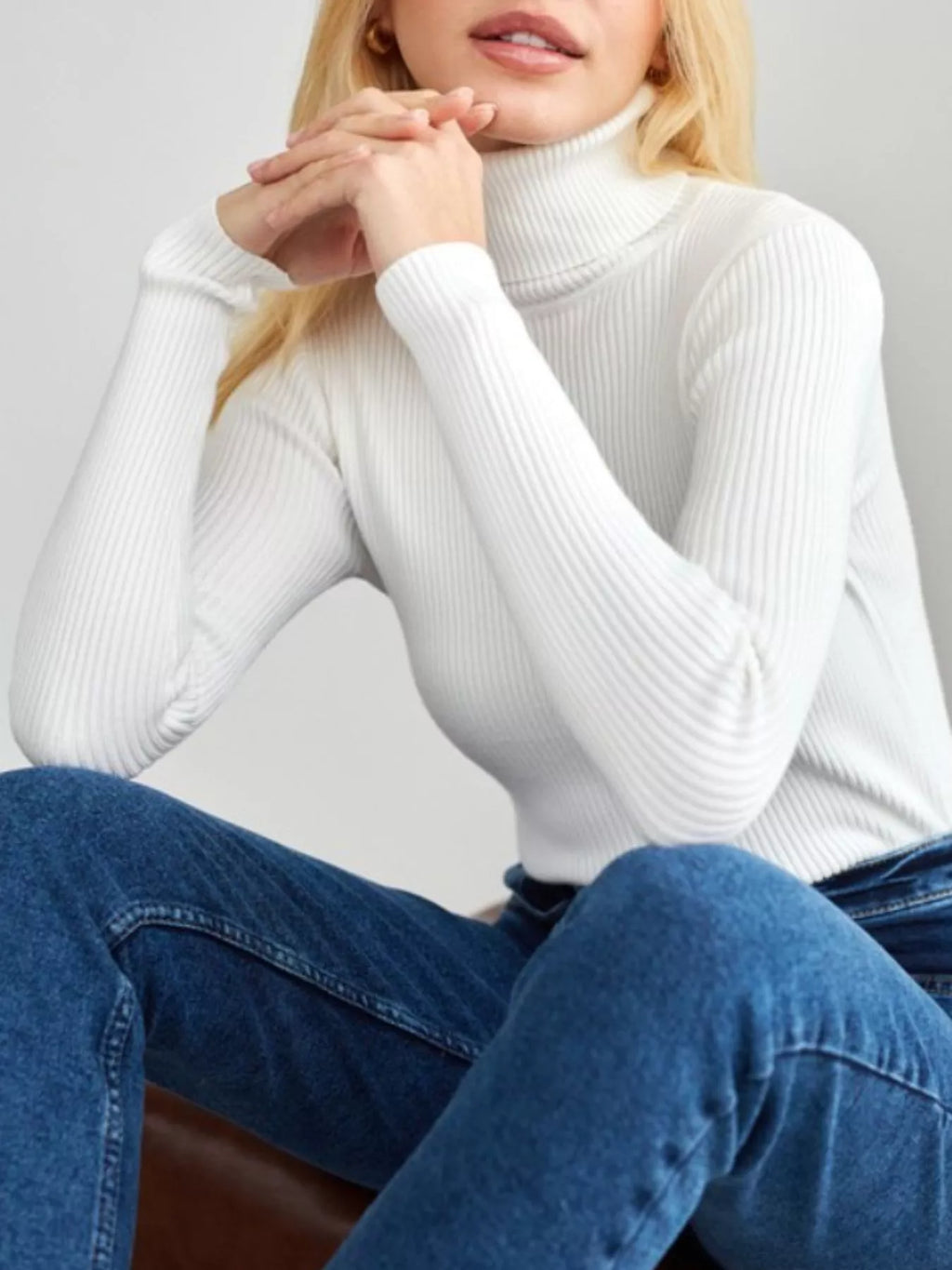 Ribbed Knit Turtleneck Sweater Regular and Plus Size