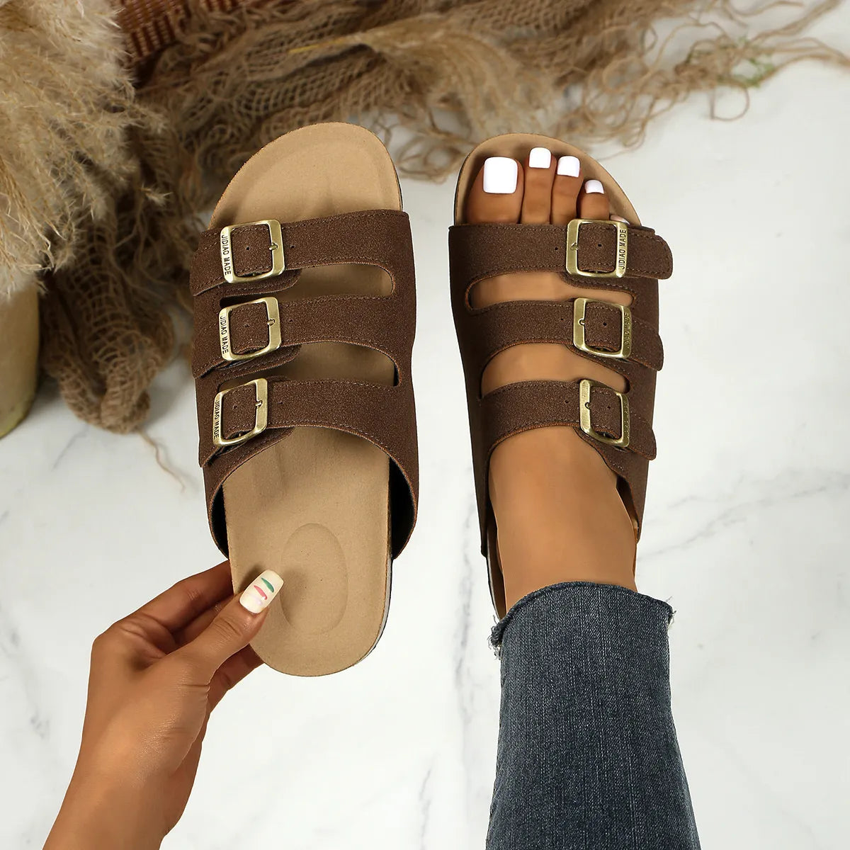 Open Toe Buckle Platform Sandals