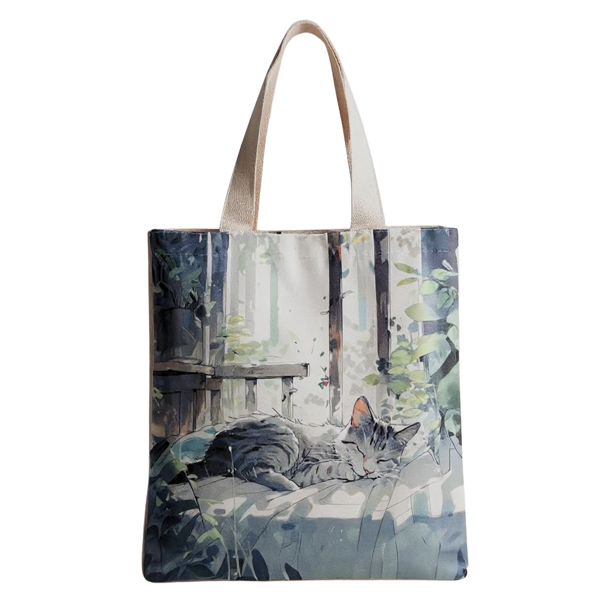 Women's Flannel Shoulder Bag Cute Cat Print Travel Tote