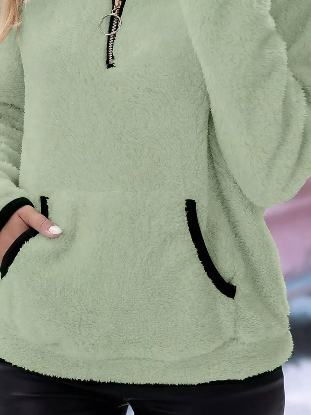 Cozy Fleece Quarter Zip Long Sleeve Sweatshirt Regular and Plus Size