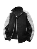 Men's Color Block Casual Bomber Jacket