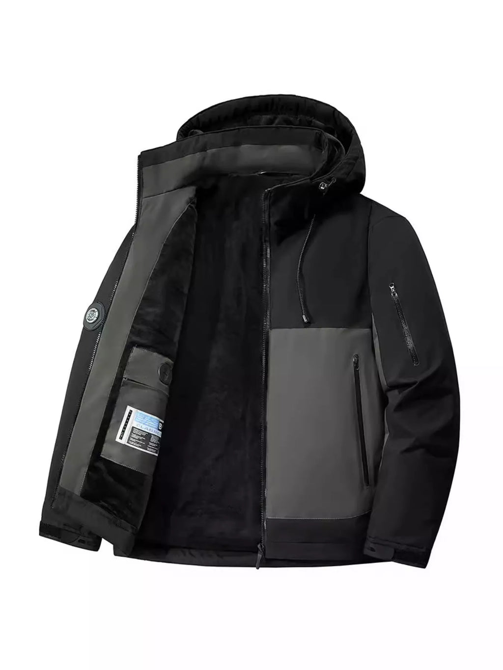 Men's Regular and Plus Size Hooded Color Block Windproof Jacket