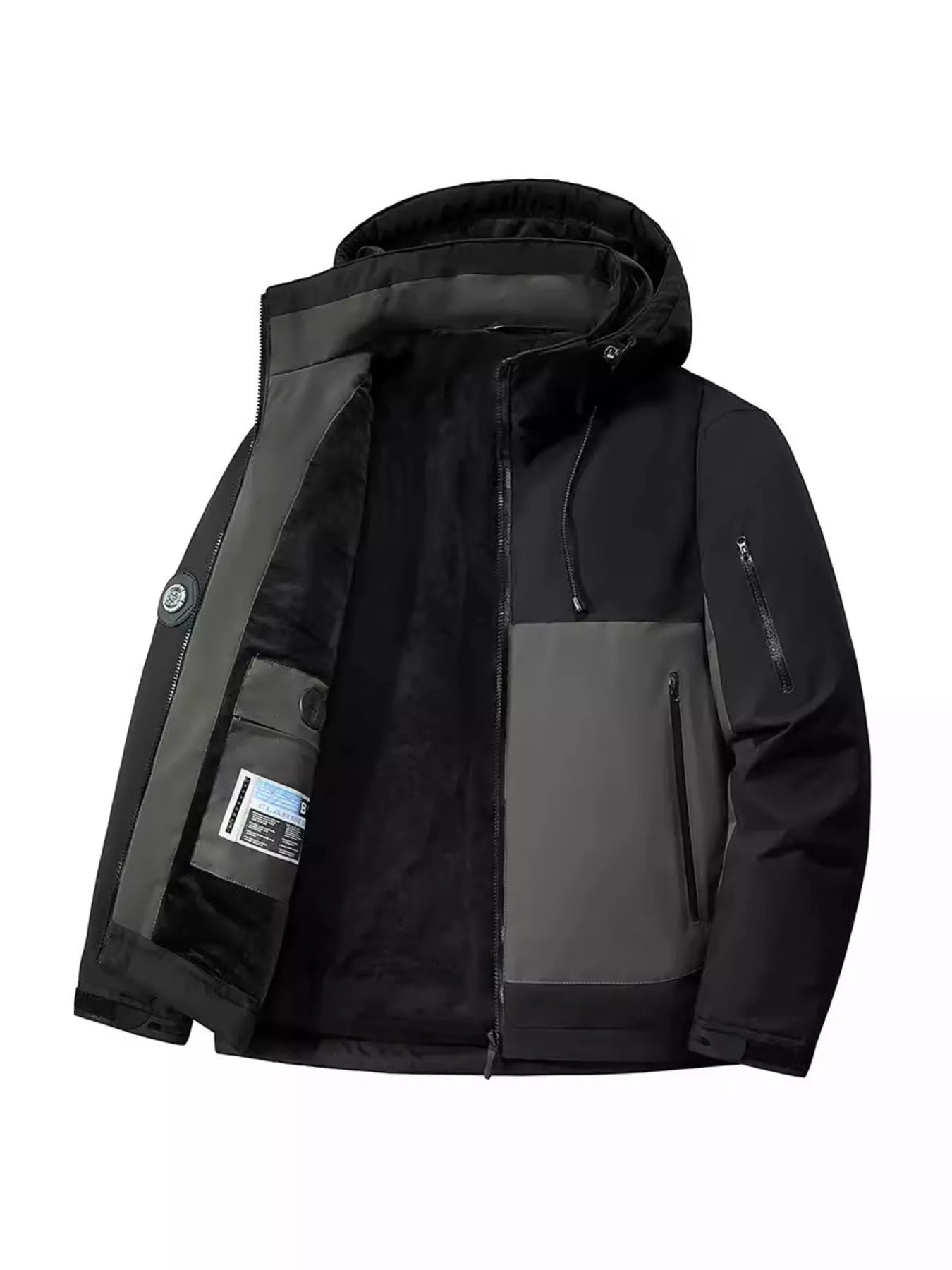 Men's Regular and Plus Size Hooded Color Block Windproof Jacket