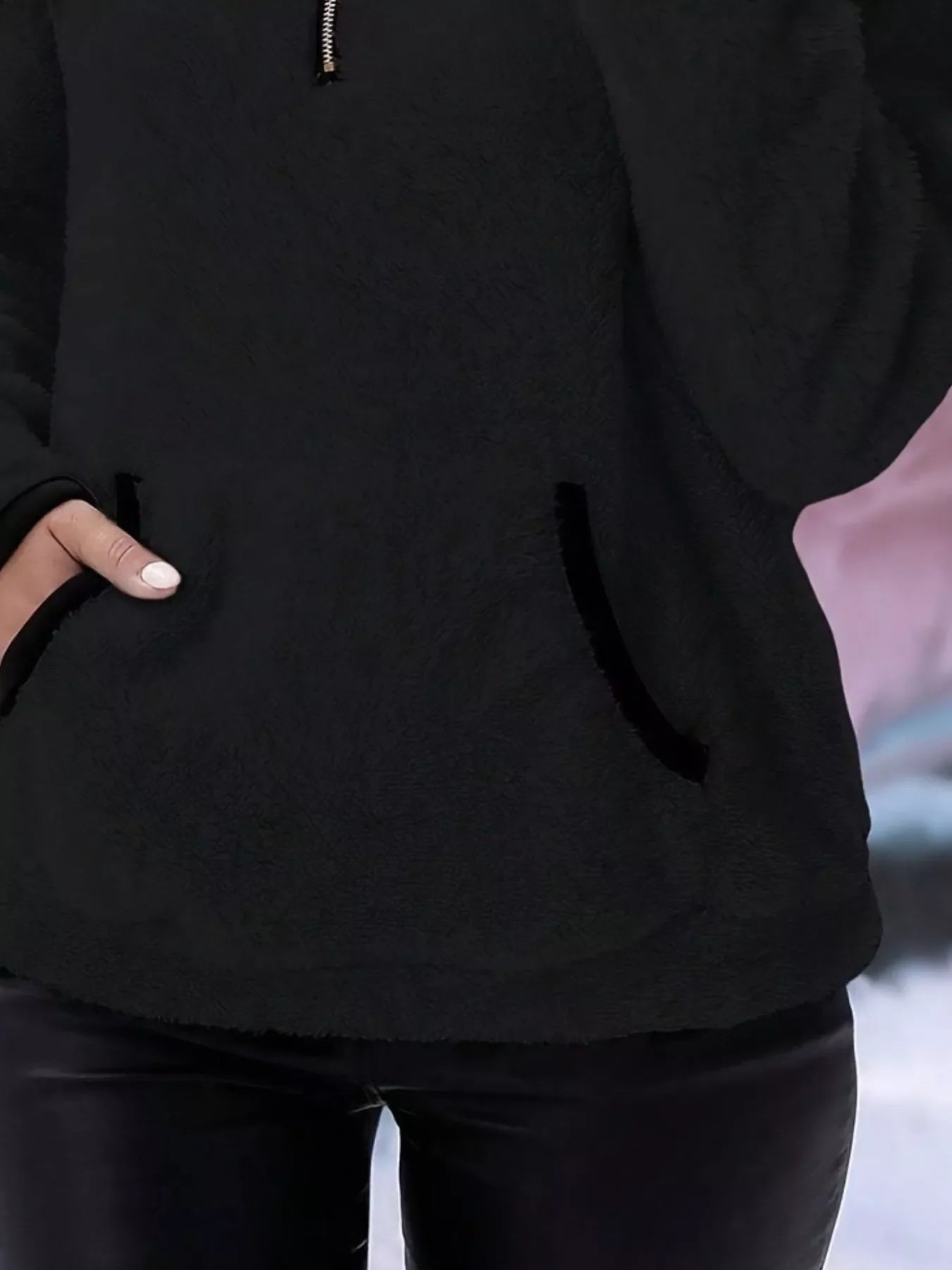 Cozy Fleece Quarter Zip Long Sleeve Sweatshirt Regular and Plus Size