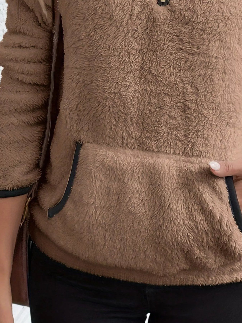 Cozy Fleece Quarter Zip Long Sleeve Sweatshirt Regular and Plus Size