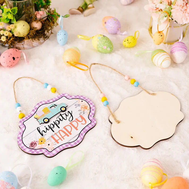 Easter Wooden Bead Hanging Sign