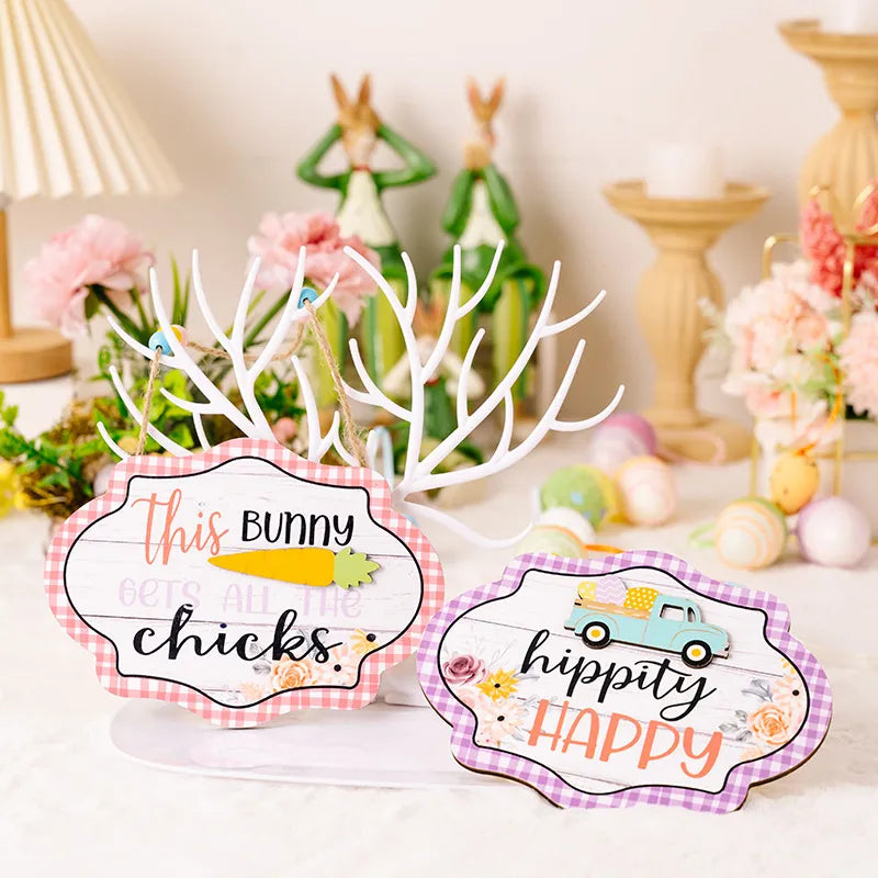 Easter Wooden Bead Hanging Sign