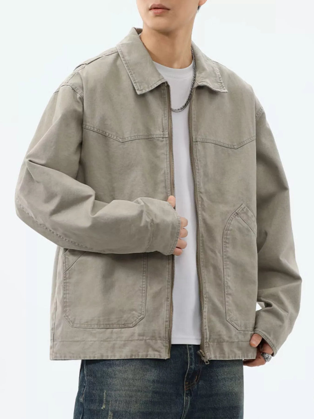 Men's Regular and Plus Size Zip-Up Trucker Jacket