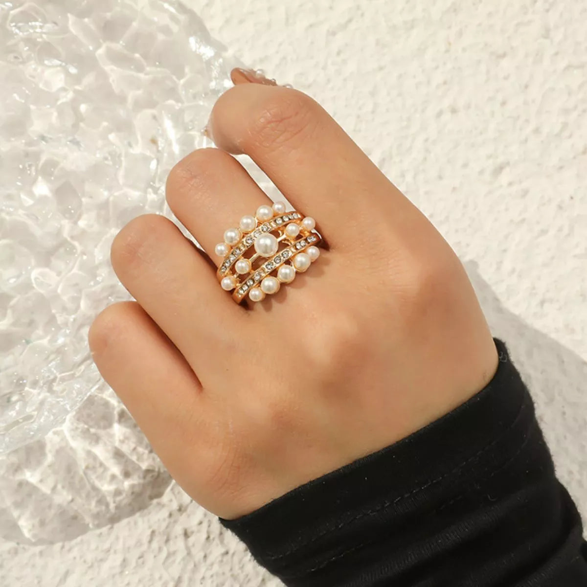 18K Gold-Plated Pearl Ring