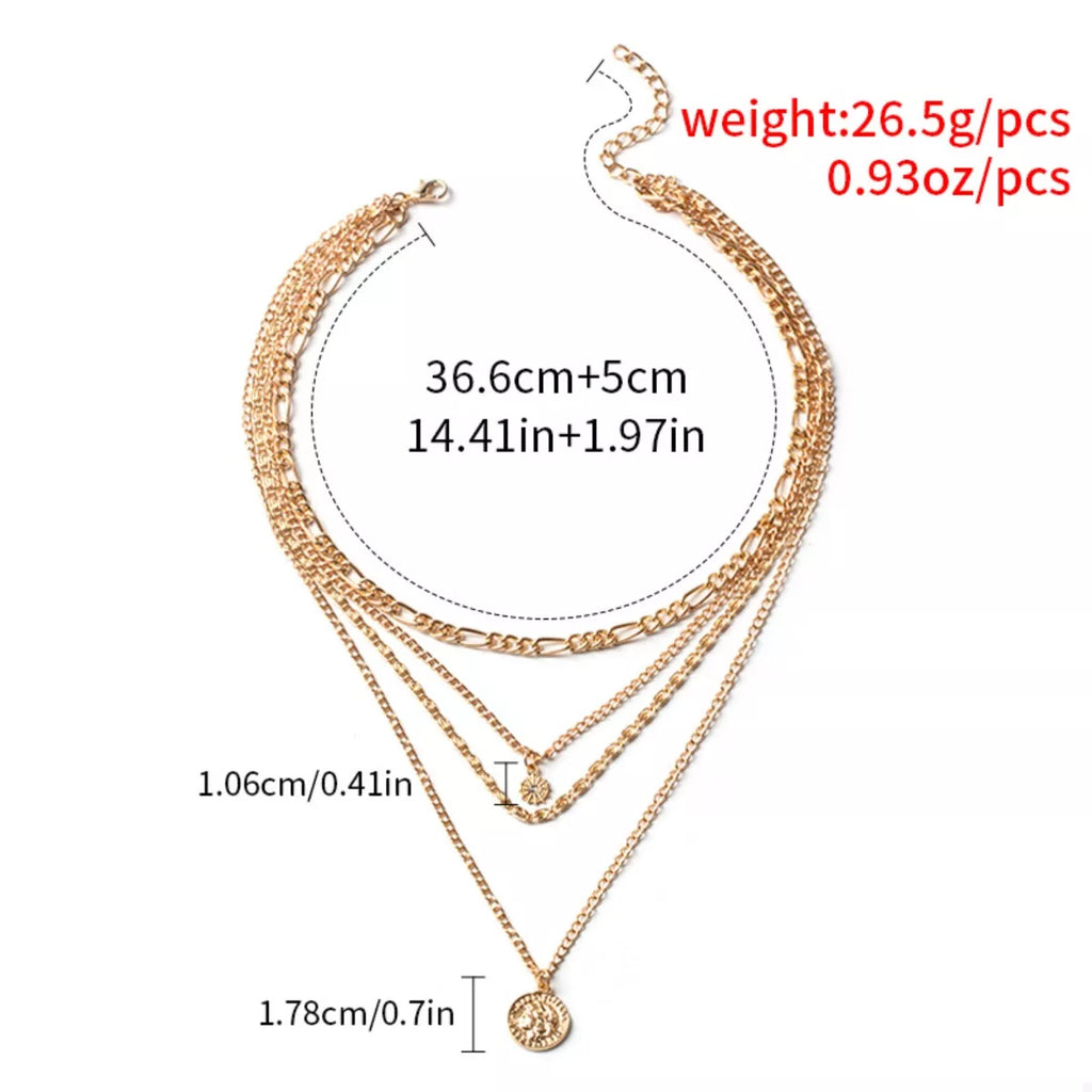 Four Layered Pendant Necklace (Gold or Silver)