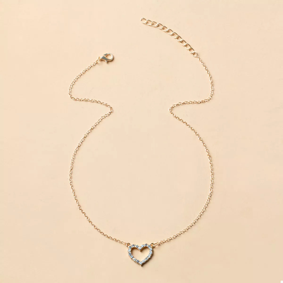 18K Gold-Plated Rhinestone Heart Necklace