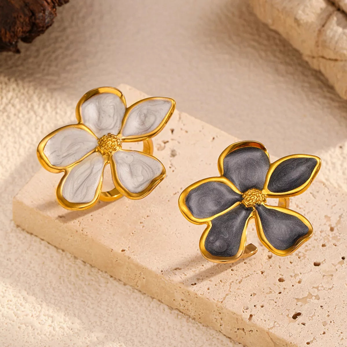 Gold-Plated Flower Open Ring