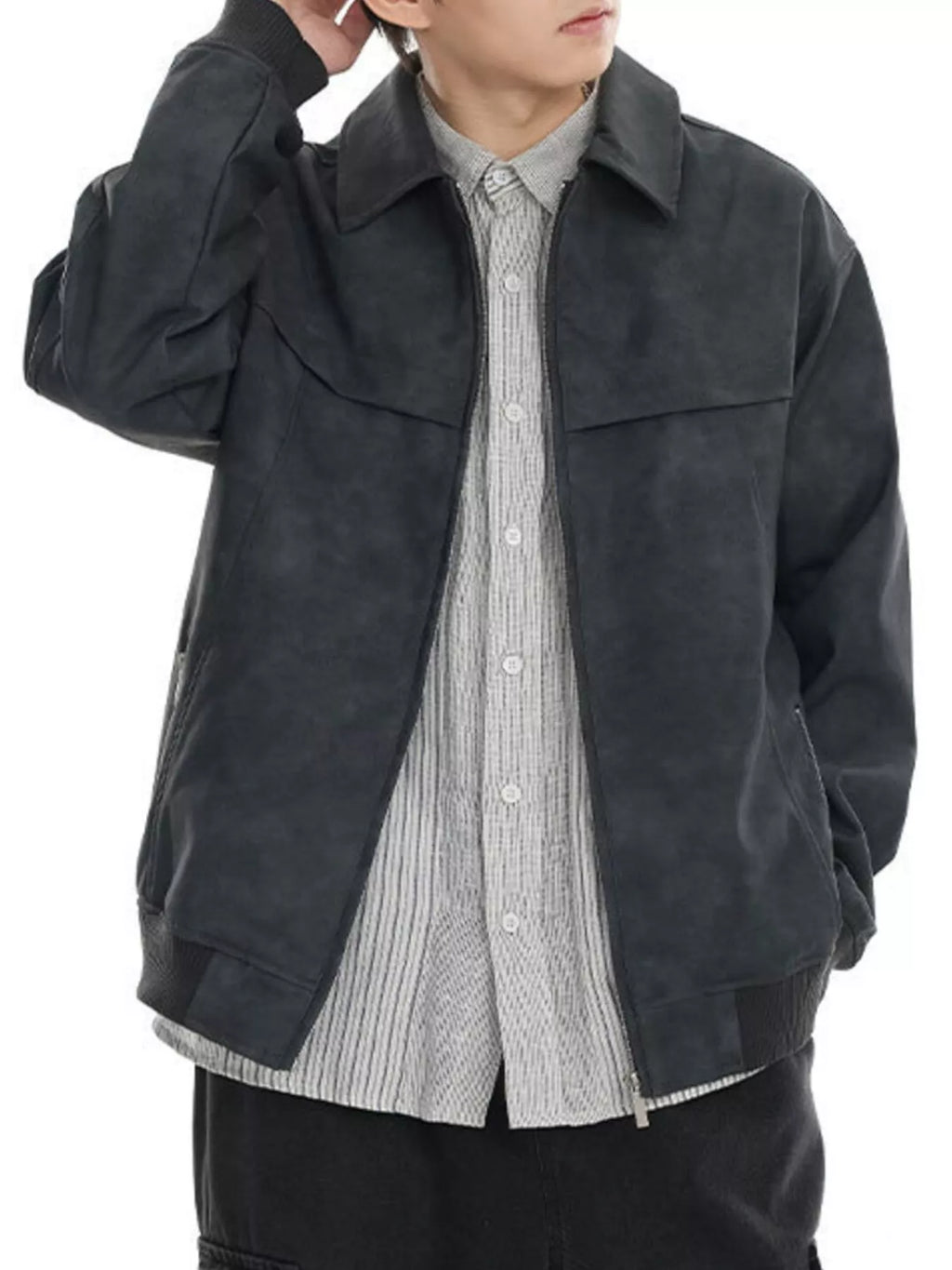 Men's Regular and Plus Size Zip Up Drop Shoulder Jacket