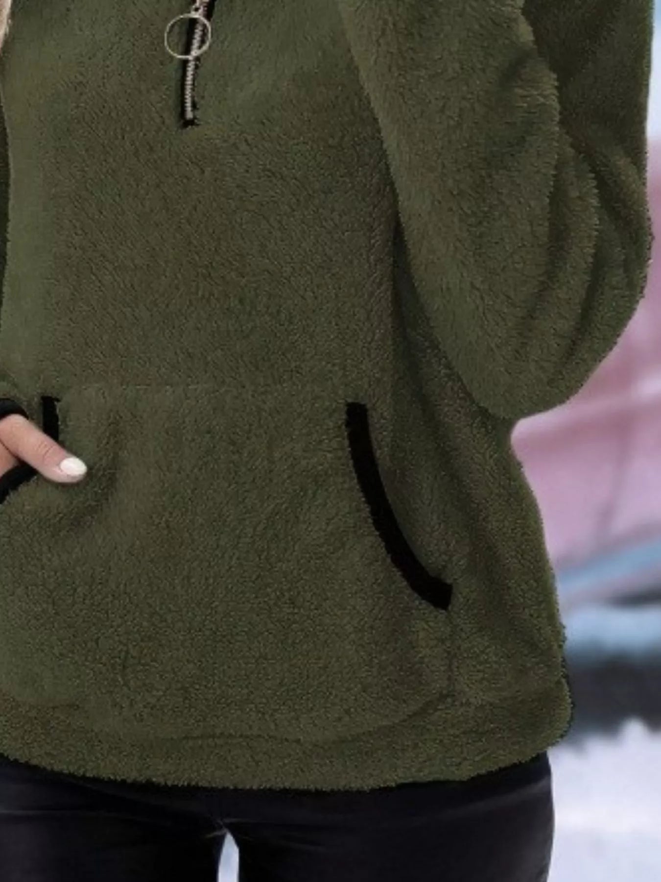 Cozy Fleece Quarter Zip Long Sleeve Sweatshirt Regular and Plus Size