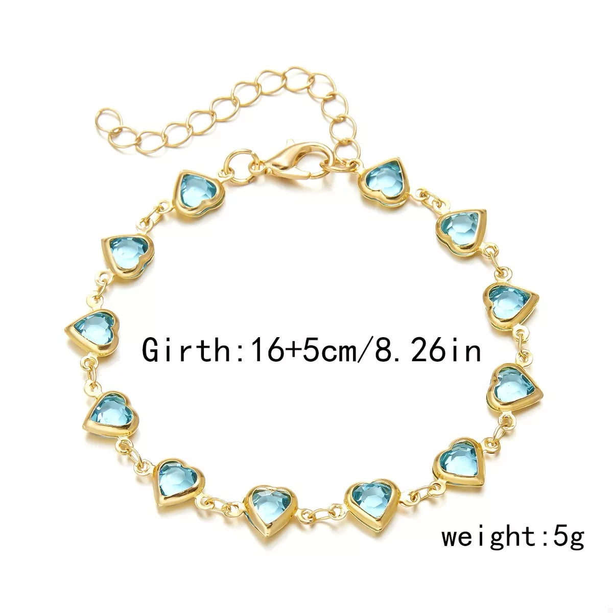 18K Gold-Plated Green Glass Diamond Heart Bracelet