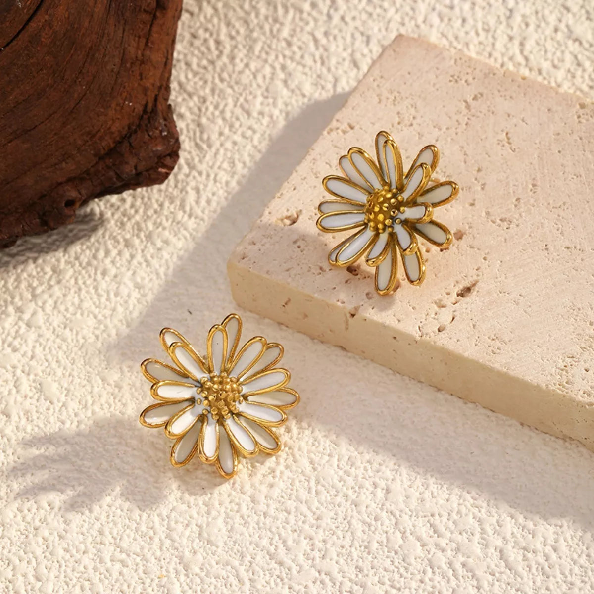18K Gold-Plated Boho Flower Stud Earrings