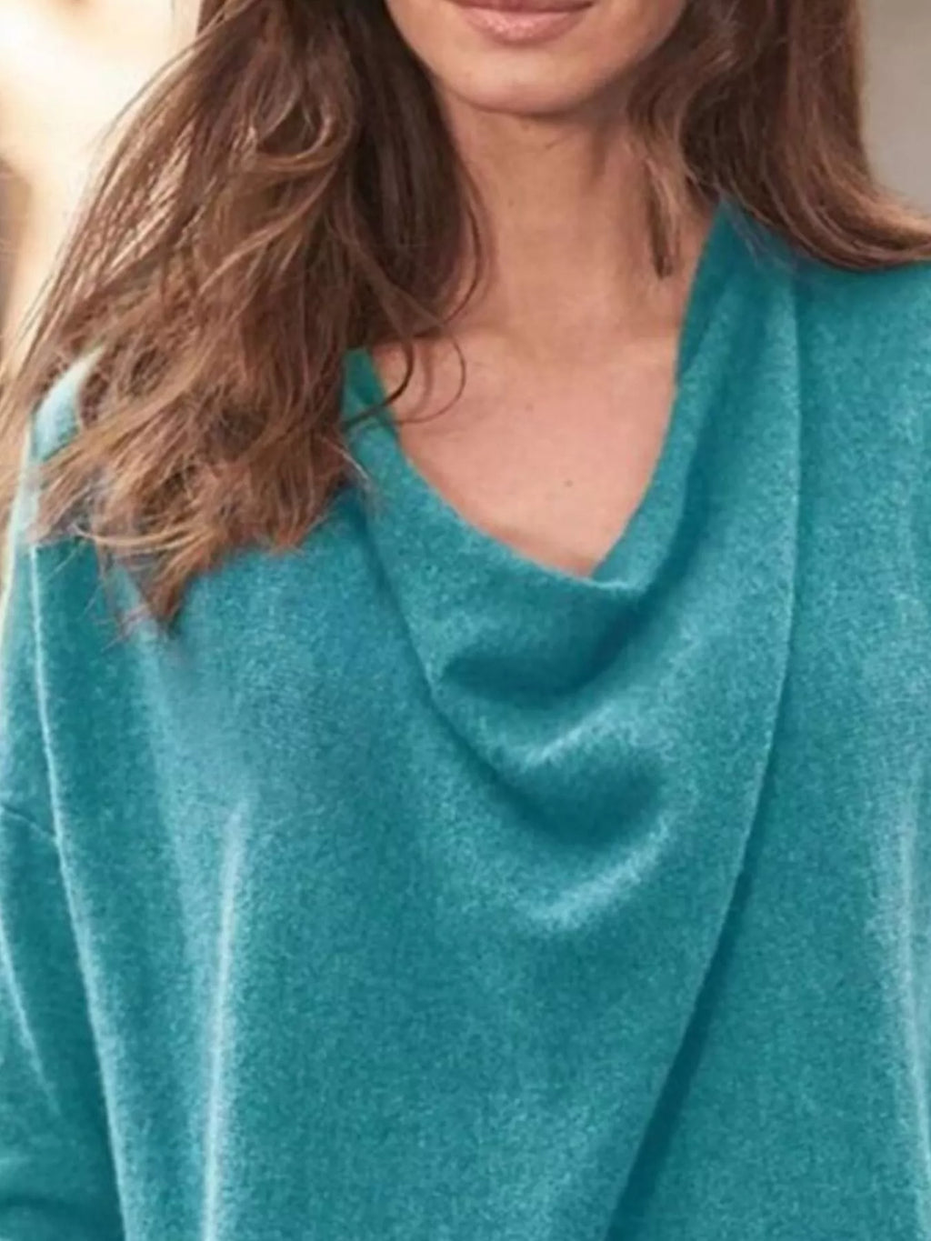 Cowl Neck Long Sleeve Top Regular and Plus Size