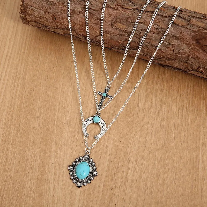 Artificial Turquoise  Three-Layered Necklace