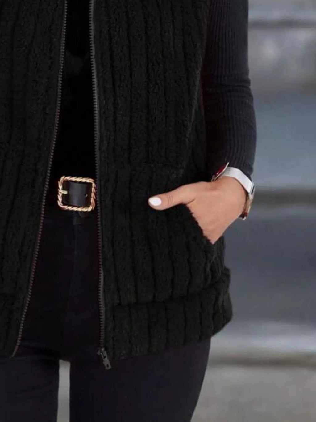 Fleece Zip-Up Vest Coat Regular and Plus Size